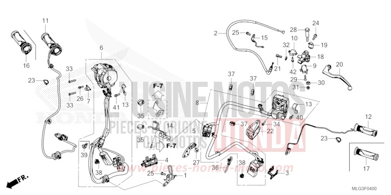 LEVIER DE GUIDON/COMMUTATEUR/CABLE (MT) de Africa Twin GRAND PRIX RED (R380B) 2022